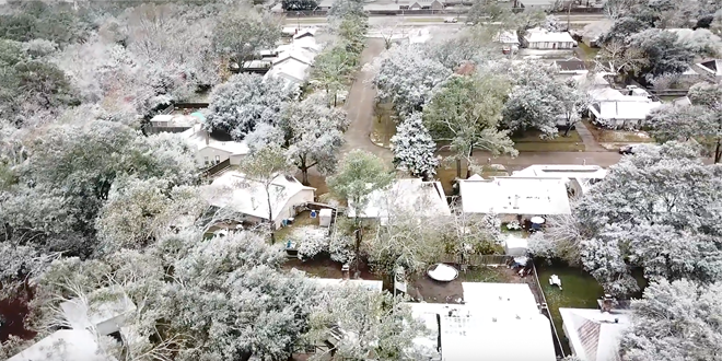 Snow In Houston TX Drone FT